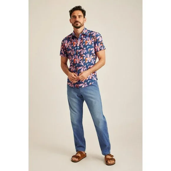Bonobos Stretch Riviera Short Sleeve Shirt Men's Athletic Fit Printed M